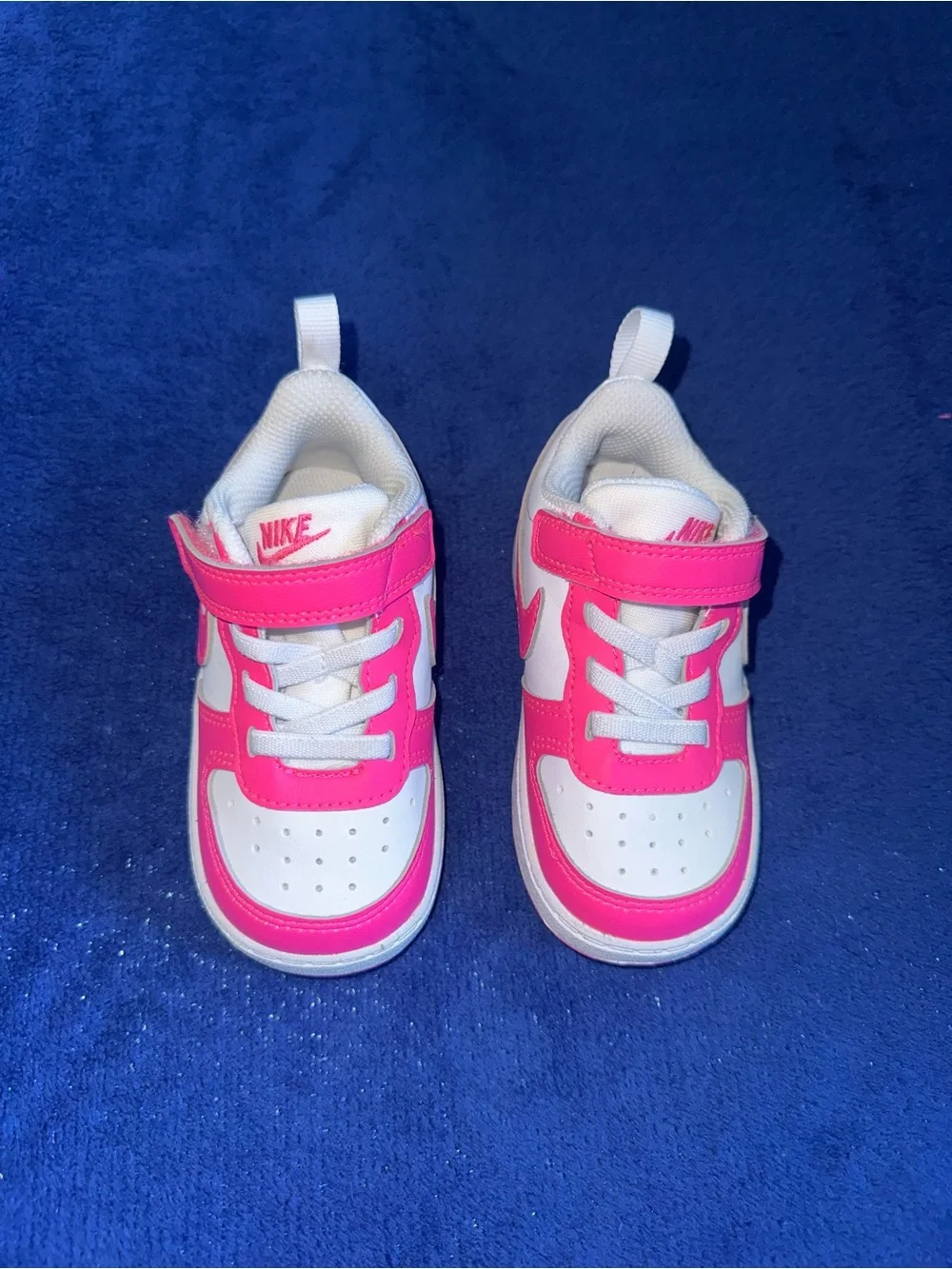 Nike Court Borough Low Recraft TD Hot Pink White 6C Velcro Leather Sneakers
